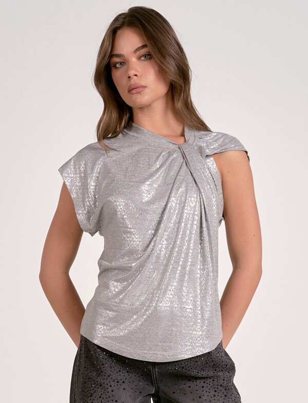Blusa Lurex Nudo PLATEADO