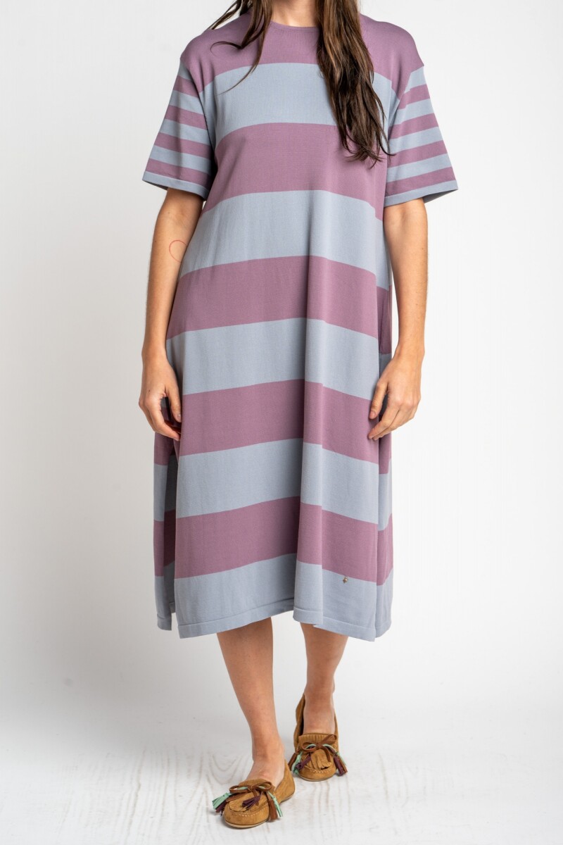 Vestido Tejido A Rayas Lavanda