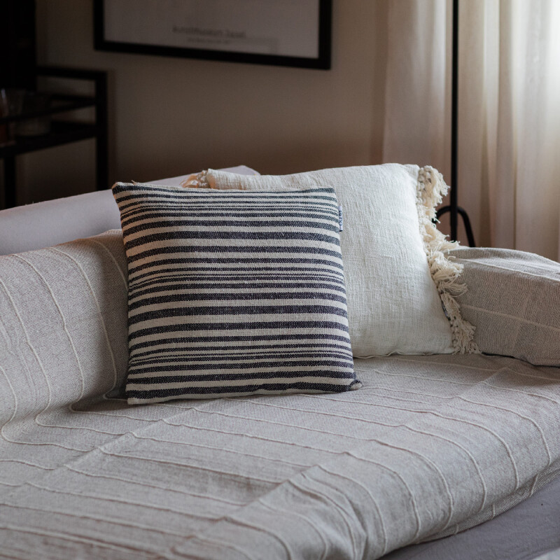 Funda de almohadón algodón 45x45cm Rayas Taupe