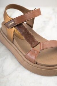 Sandalia Combinada Cuero Whisky