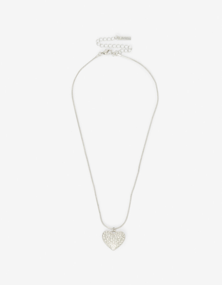 Cadena Corta con Dije Strass Cadena Corta Con Dije Corazón - Plateado Rodio