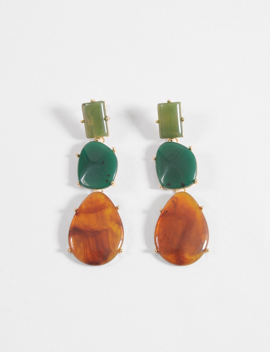 Caravanas largas piedras acrílico - multicolor 