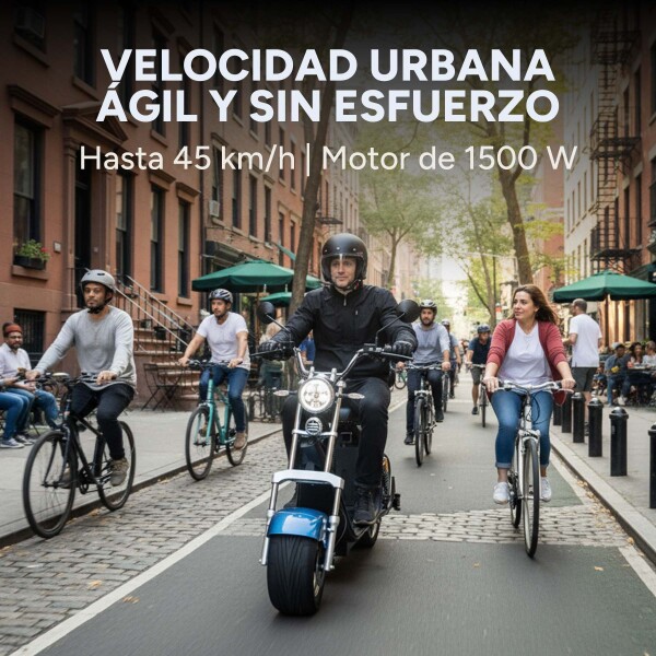 Moto Electrica Gogreen Deluxe 1500W 16Ah 30Km Autono. 45Km/h Color Variante Azul