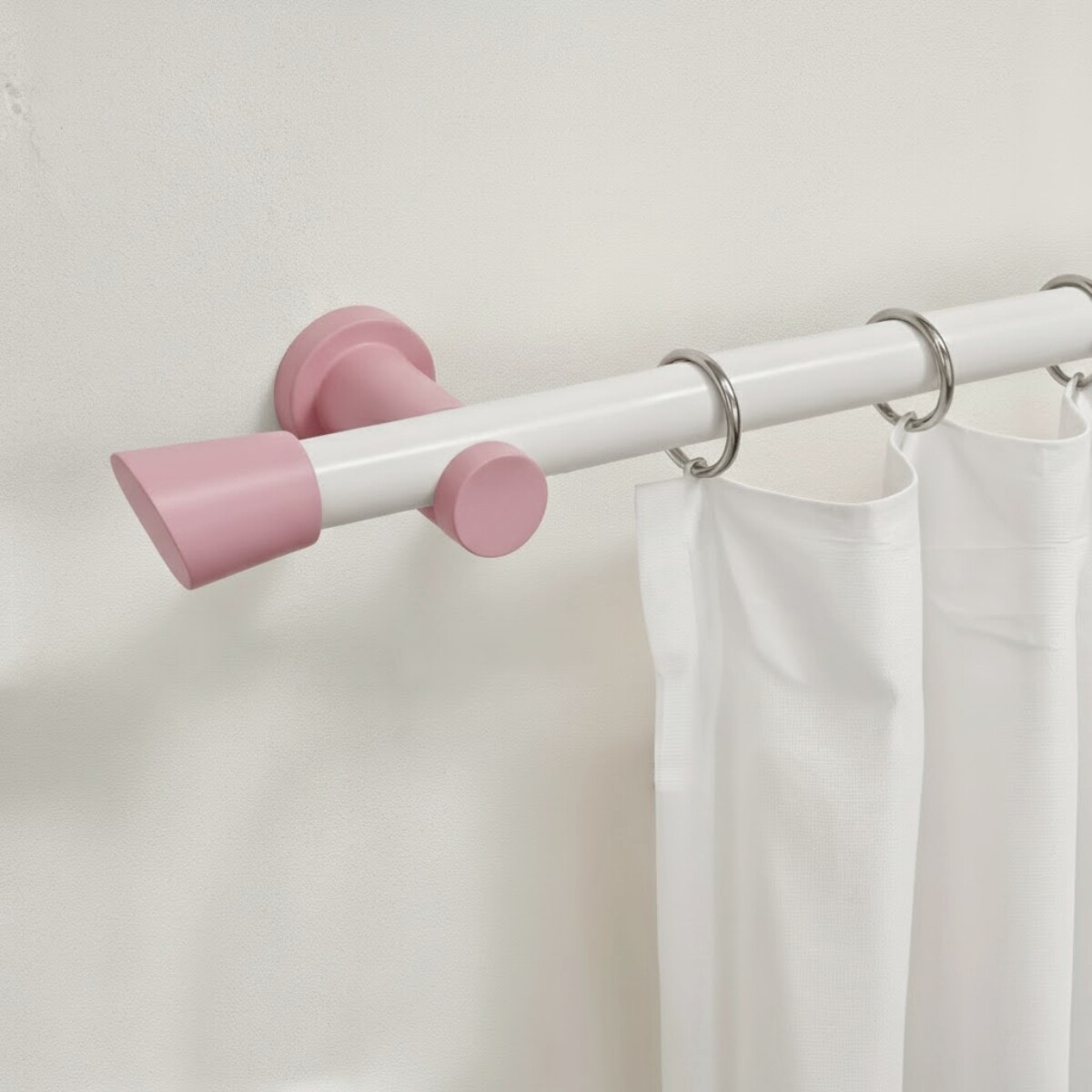 Barrote Cortina 2,00m 28mm + 2 soportes - ROSA Y BLANCO 