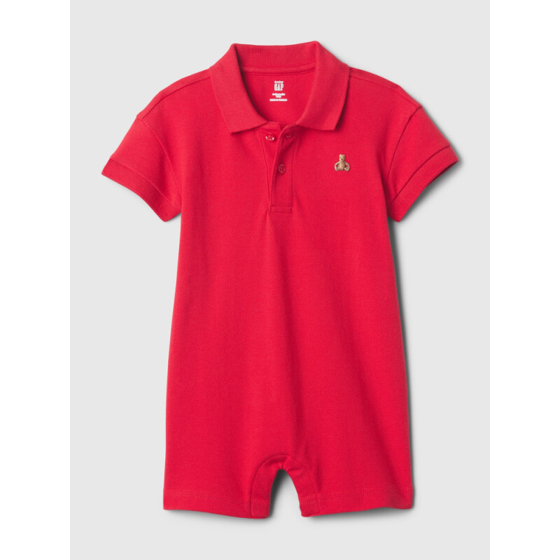 PIQUE POLO SHORTIE SLIPPER RED