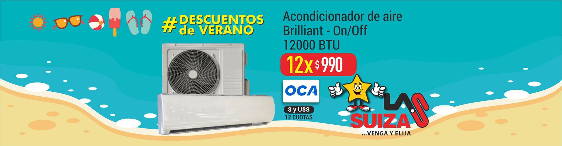 Acondicionador 12000 BTU Brilliant ON/FF
