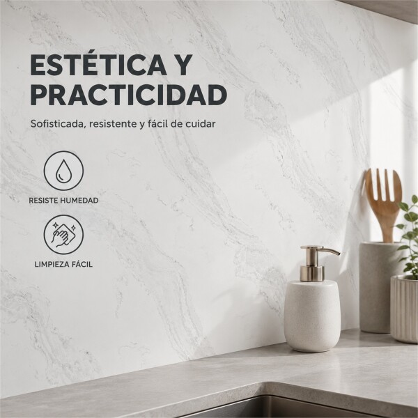 Pack x5 Placa PVC Símil Mármol 2,44x1,22m 3mm Resistente Gris Veteado