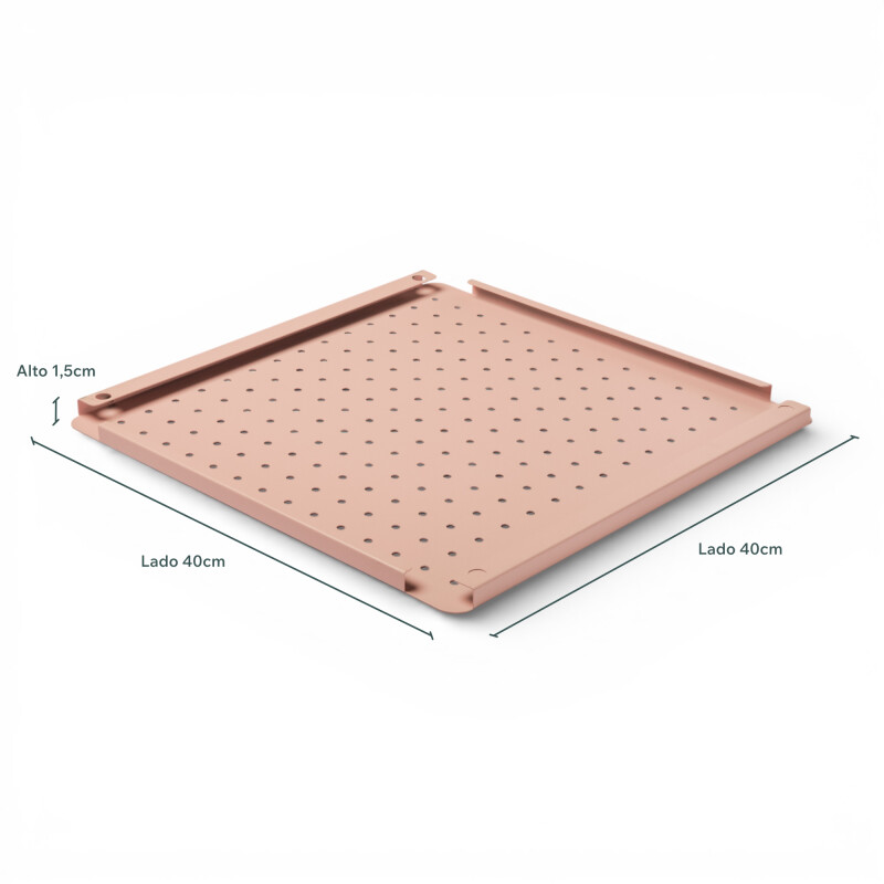 Panel perforado pegboard metálico organizador de pared 40x40 cm – Multiuso para el hogar Rosado