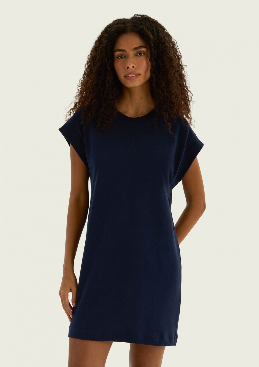 VESTIDO CORTO DE MANGA CORTA - AZUL 