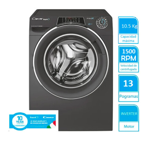 Lavarropas Candy RO151056DWHCR Inverter 10.5 kg Negro