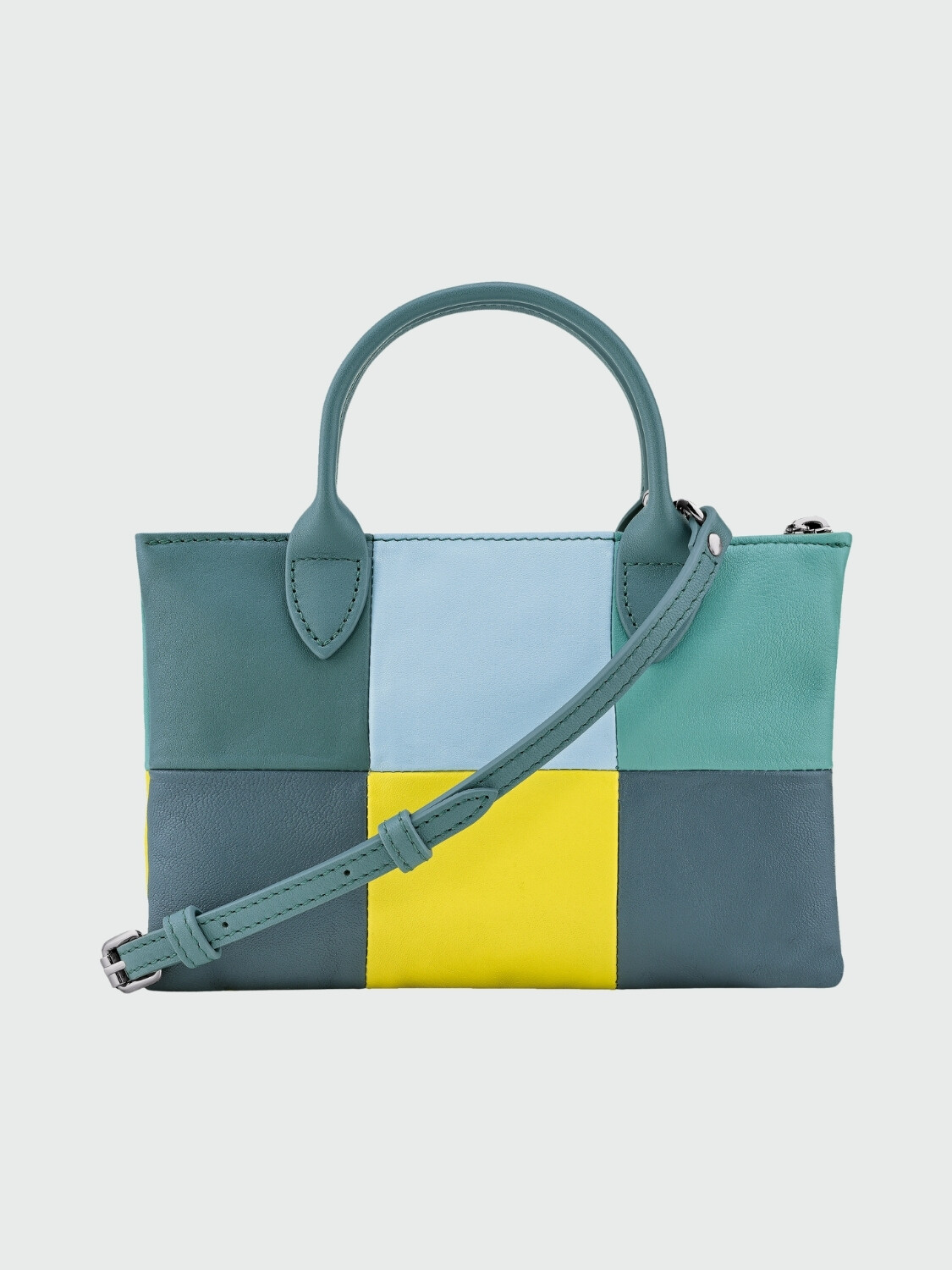 Longchamp -Bolso de mano XS en cuero, Re-Play Patch Eucalyptus
