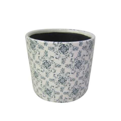 MACETA CERAMICA 12X12X10.5CM FLORES AZUL MACETA CERAMICA 12X12X10.5CM FLORES AZUL