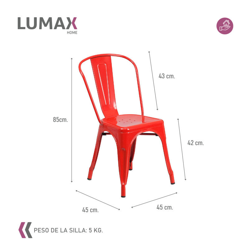 Pack 6 Sillas Tolix Lumax Varios Colores Living Comedor Rojo