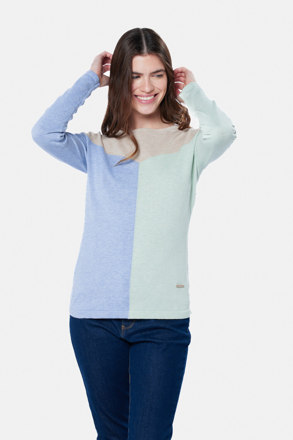 BUZO TEJIDO COMBINADO Beige