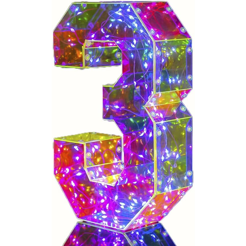 Número con Luz Multicolor TRES