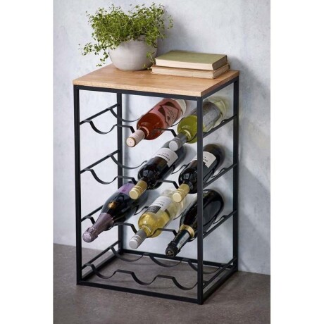 Botellero Expositor Mueble de Pie para 12 Botellas de Vino Negro