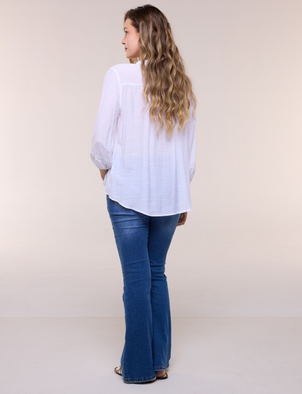 Blusa Con Alforzas En Delantero Y Botones BLANCO