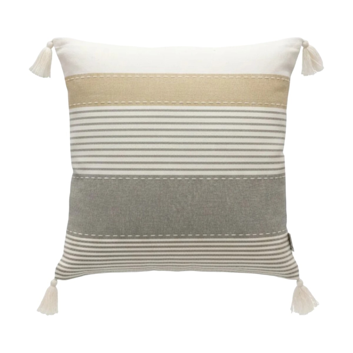 COJIN CUAD GRIS COMB C/BORLAS 40X40CM 