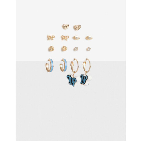 Set 7 Pares De Aros Color Dorado