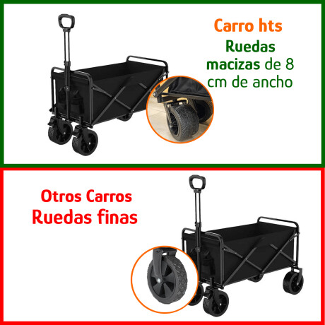 Carro Plegable Reforzado Camping Rueda de 8cm Negro