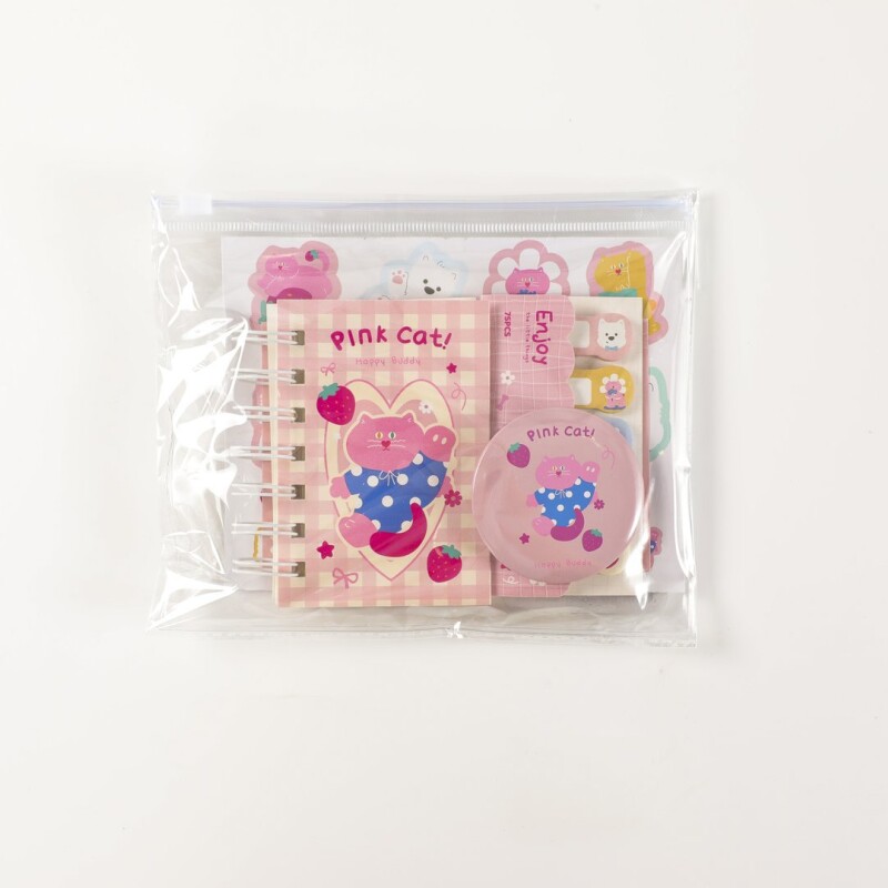 SET DE PAPELERÍA DE 5 PIEZAS CON BOLSA PVC CON CIERRE (MIMI/ROSA) SET DE PAPELERÍA DE 5 PIEZAS CON BOLSA PVC CON CIERRE (MIMI/ROSA)