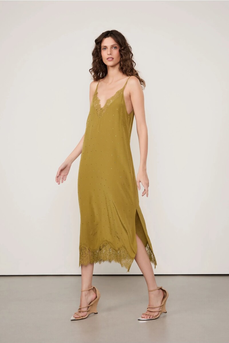 Vestido maxi strass Verde