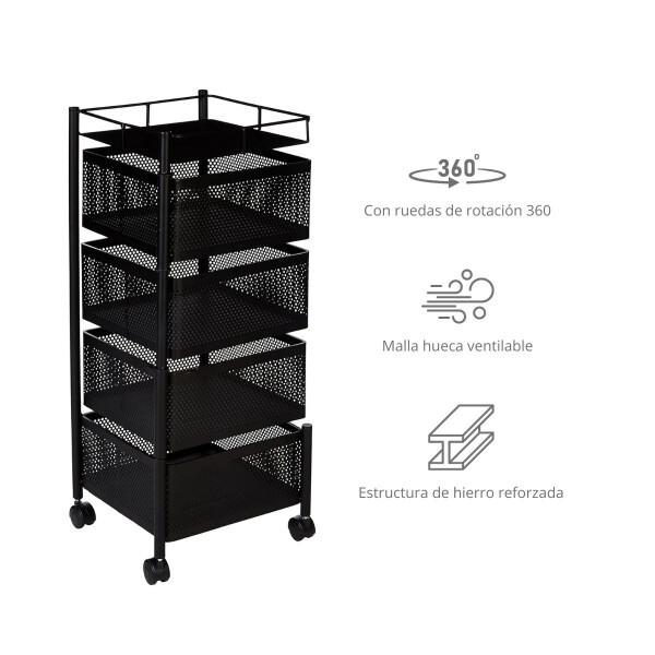 Canasto Organizador con Ruedas Carro con 4 Estantes Plegables Formato Cuadrado Canasto Organizador con Ruedas Carro con 4 Estantes Plegables Formato Cuadrado