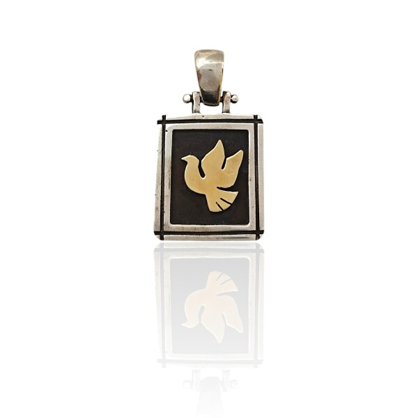 Dije Paloma de la Paz -Plata y oro- Sin piedra- CP5025 Sinpiedra