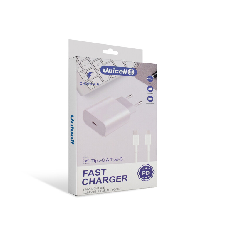 Cargador de pared Unicell 20W con cable Tipo-C Cargador De Pared Unicell 20w Con Cable Tipo-c