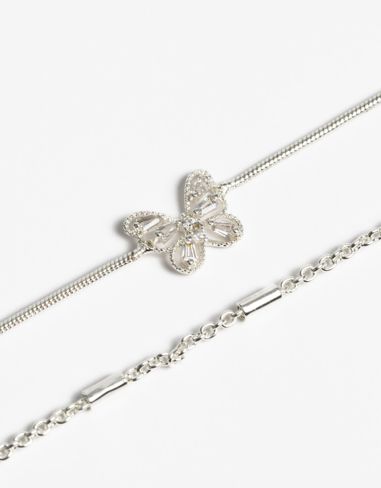 Pulseras Flexibles Sets Cubic zirconia Set De Pulseras Flexibles Bañado En Plata - Plateado