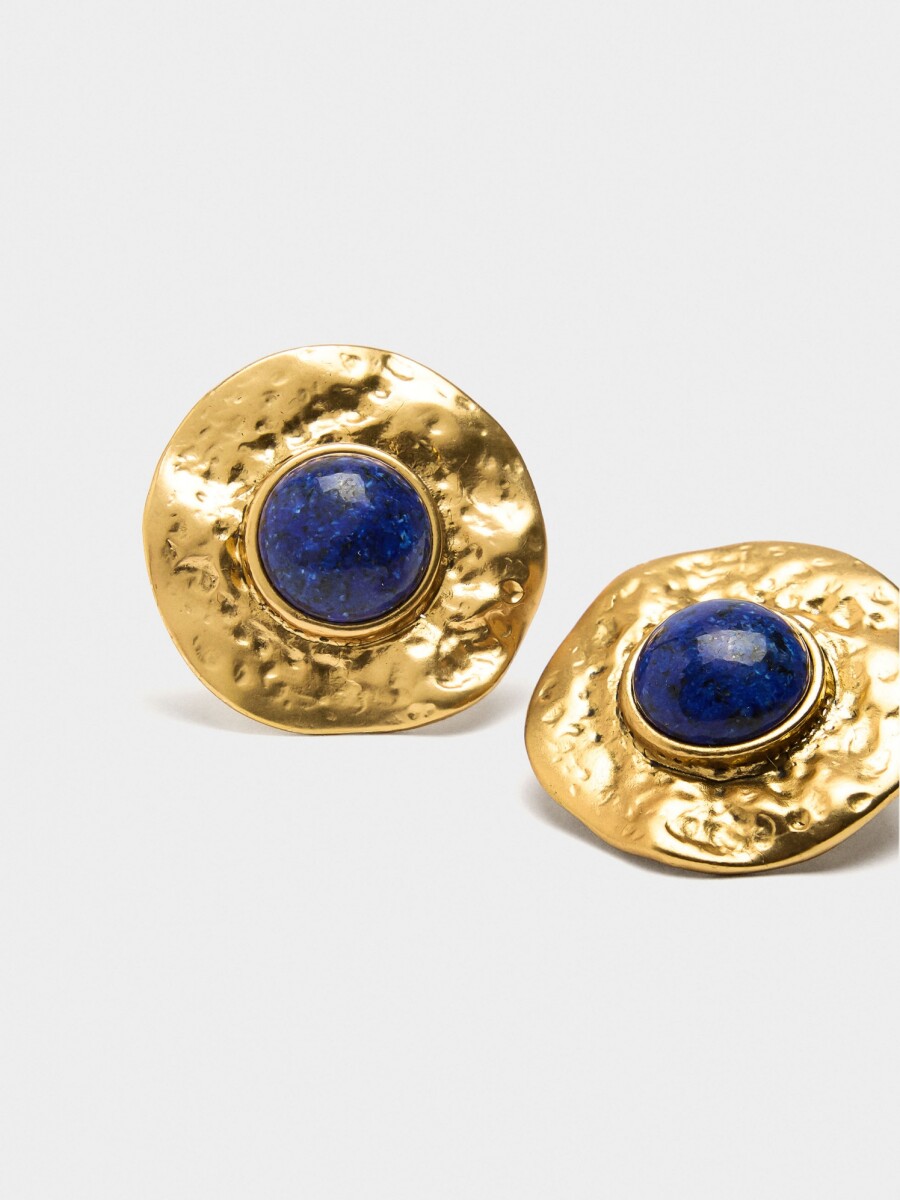 Pendientes Redondos Con Piedras azul