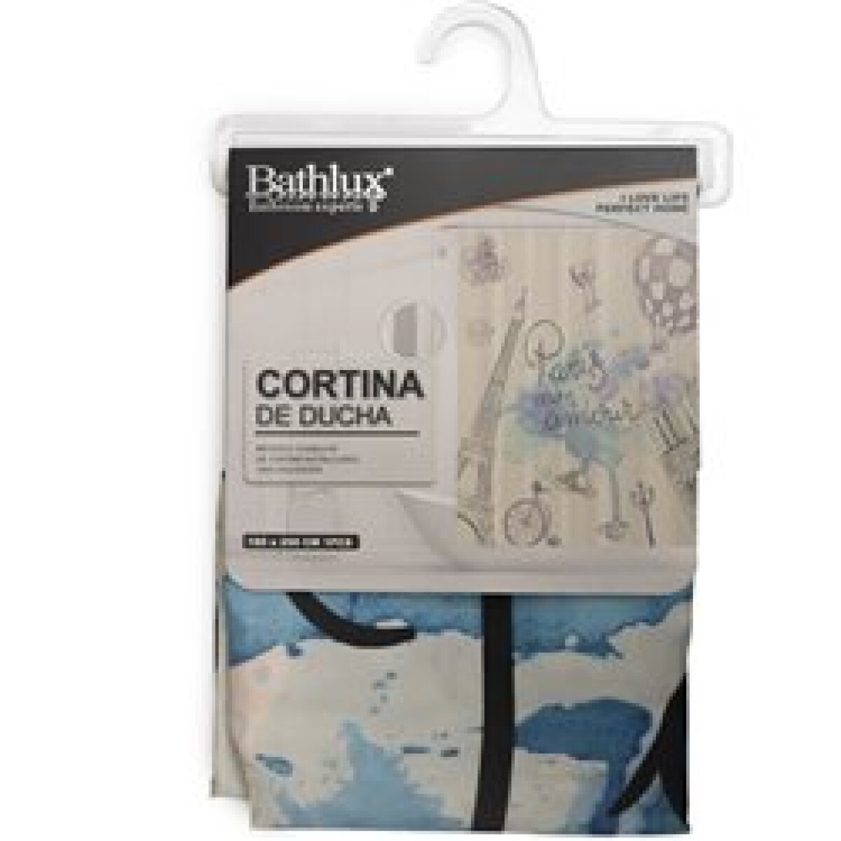 Cortina de Baño en Tela 180x200cm Diseño Paris 