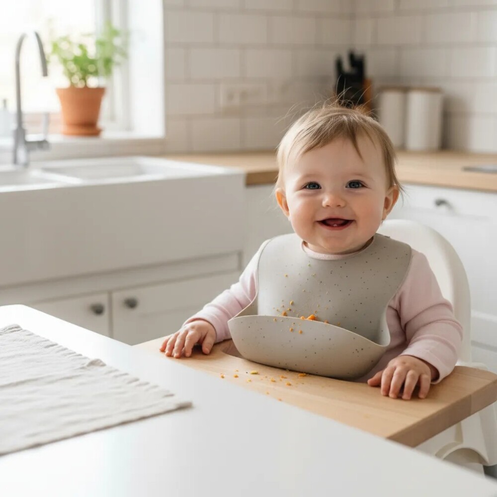 Babero Silicona Platinum Kikkaboo Beige