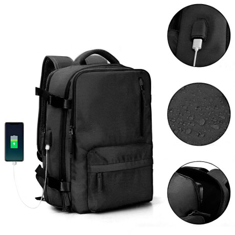 Mochila Viaje Carry On Impermeable Laptop Ejecutiva Negro