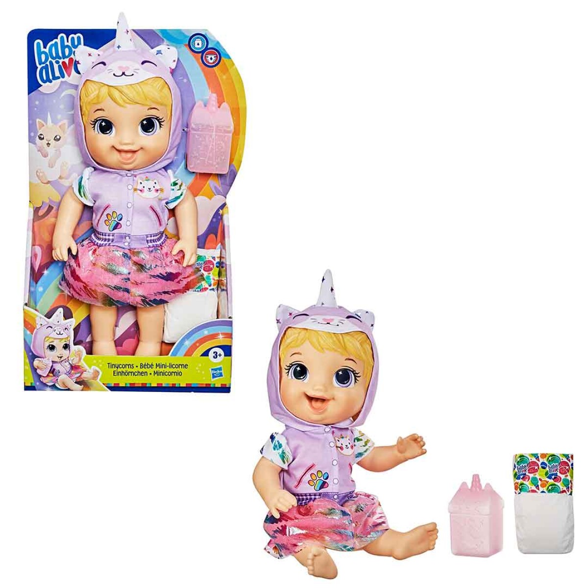 Muñeca Baby Alive Unicornio Hasbro con accesorios - ROSA 