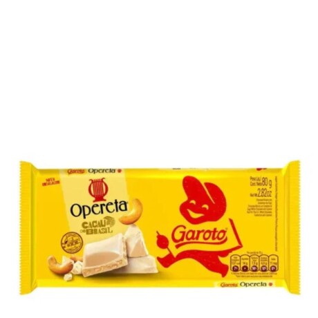 CHOCOLATE GAROTO (09)BLANCO OPERETA TABLETA 80 GRS CHOCOLATE GAROTO (09)BLANCO OPERETA TABLETA 80 GRS