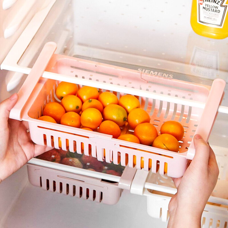 Cajón Organizador Plástico para Heladera Rosa