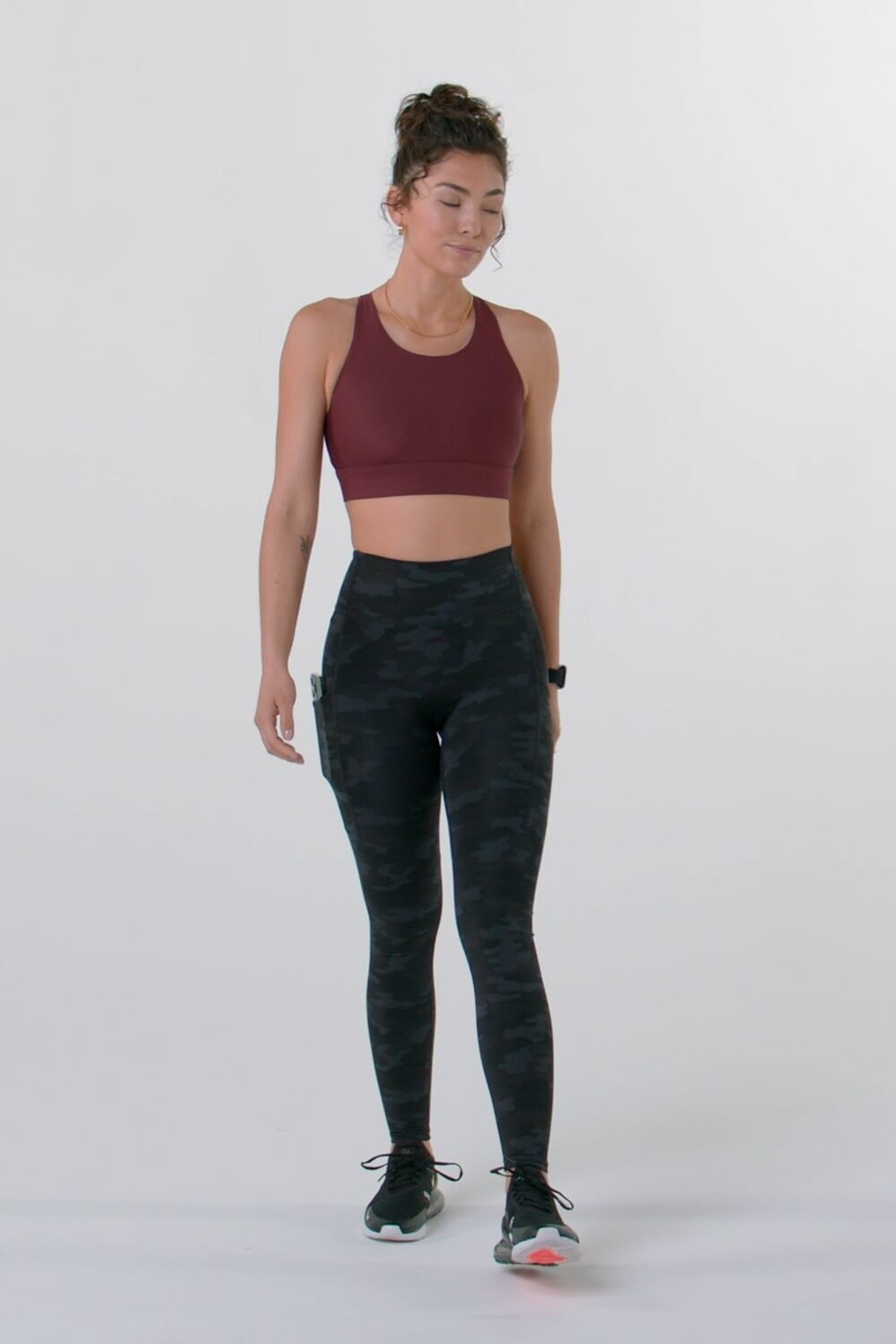 Top No-Bounce High Impact Sports Bra Mujer Oxblood/Classic White