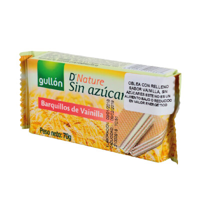Galletas waffle vainilla s/azúcar Gullón 70g Waffle Vainilla S/a Gullon