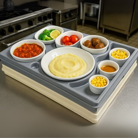 Bandeja Térmica de Plástico con 5 Reparticiones y Tapa Bandeja Térmica de Plástico con 5 Reparticiones y Tapa