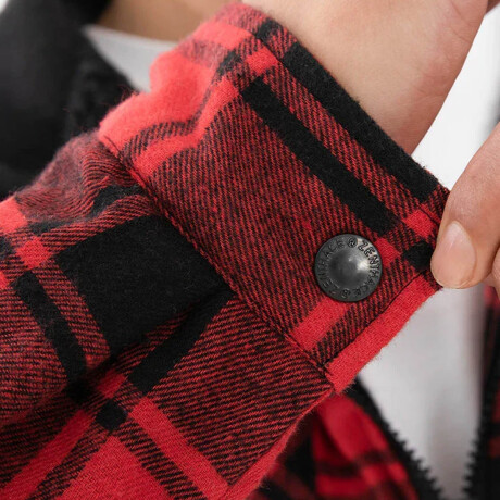 Campera Camisa Leñadora Cangurito Capucha Con Cierre Rojo