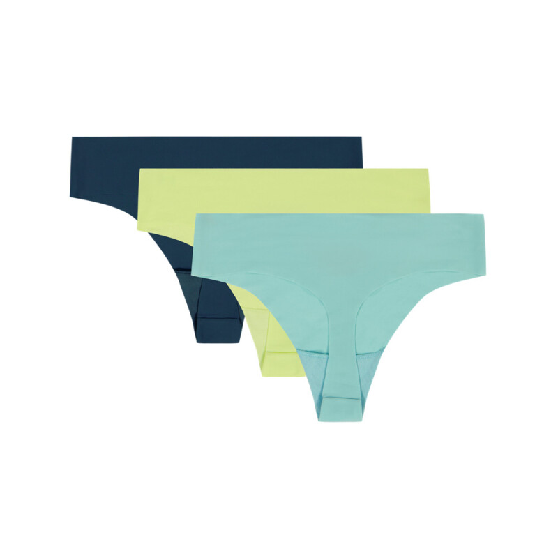 UA PURE STRETCH NO SHOW THONG-SOLID 3PK-PNK BLU-425
