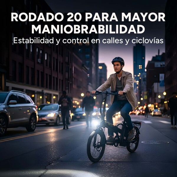 Bicicleta Electrica Gogreen Compact Pro Plegabl R20 350W 48V Variante Color Negro