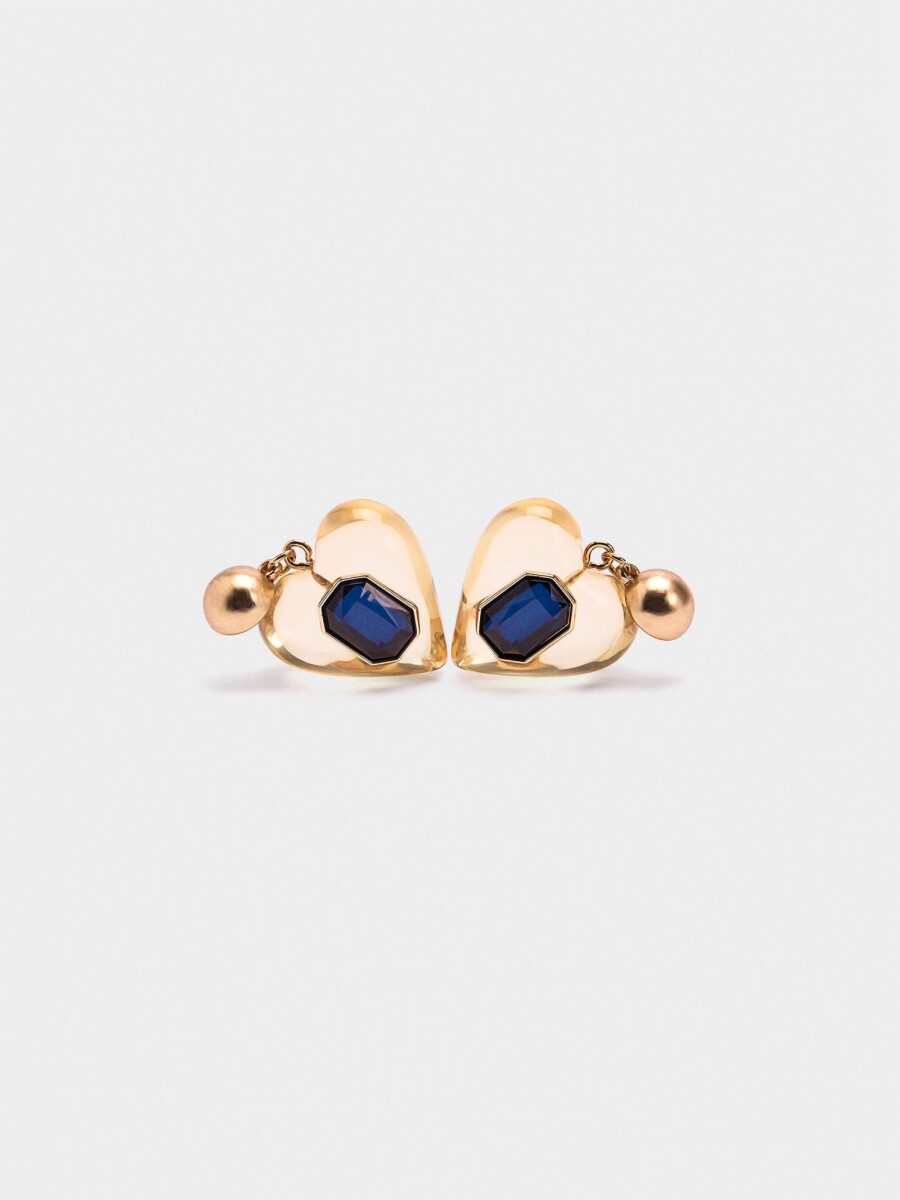 Pendientes De Corazón Con Cristal dorado
