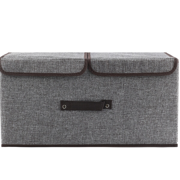 Caja Organizadora Plegable Ropa Doble Compartimiento Premium Color Gris y Blanco