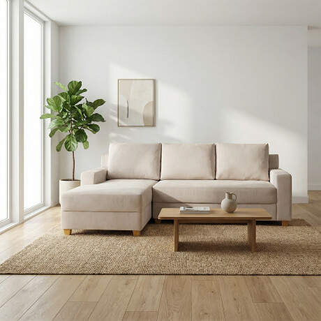 Rinconera Lucci - Tela Microfibra - Chaise izquierdo Berlin 02 (Beige)