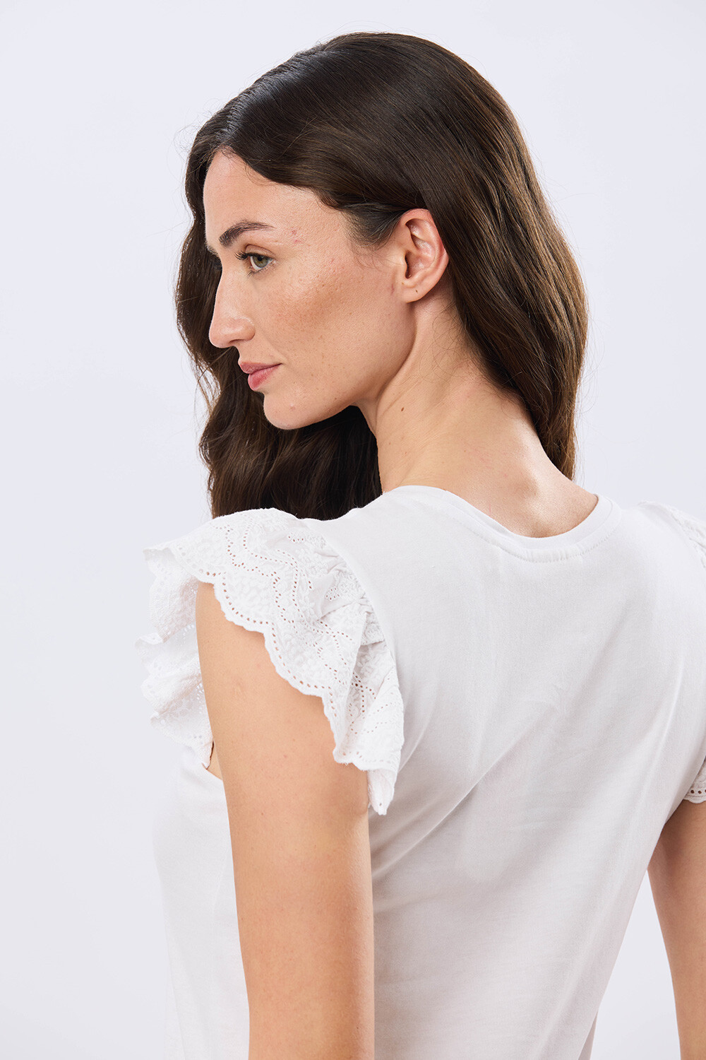 REMERA DE ALGODÓN CON BRODERIE Blanco