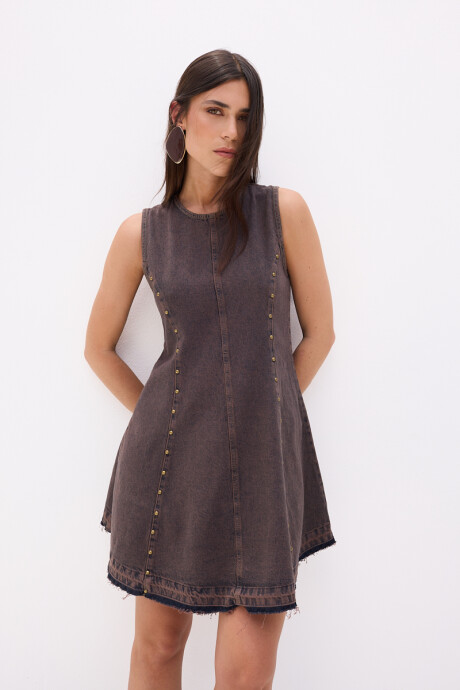 Vestido Two Moka con tachas