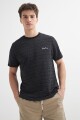T-shirt con bordado y textura NEGRO