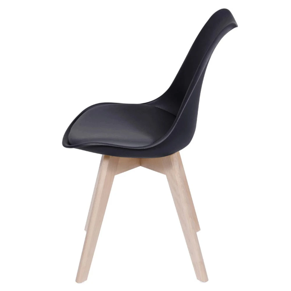 Silla Eames Joly - Acolchonado - Base De Madera Negro